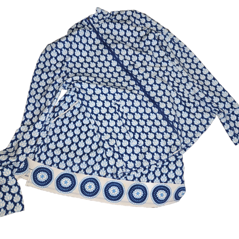 Sigrid Olsen Navy and Cream Floral Two Oiece Set